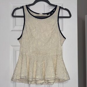 Elegant Cream Lace Peplum Top